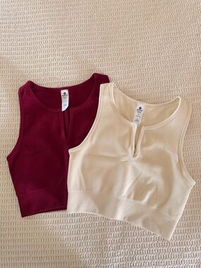 90 Degree By Reflex Ribbed Tank Tops in Burgundy and Cream